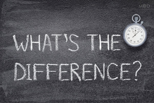 A chalkboard with the words “WHAT’S THE DIFFERENCE?” written in white chalk, a silver stopwatch in the top right corner—ideal for business owners seeking to understand CPA roles and financial leadership.